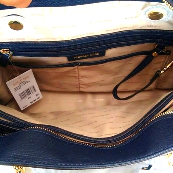 🎉HP🎉Michael Kors The Mercer Chain-link Leather Tote, Admiral, NWT - Picture 6 of 13